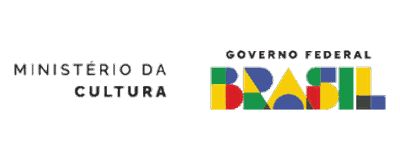 Assinatura do Ministério da Cultura e do Governo Federal, com a palavra Brasil em cores e a marca União e Reconstrução