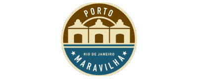 Selo circular do Porto Maravilha, com os armazéns do porto desenhados no centro