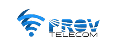 Logo da Prov Telecom, com o símbolo de sinal em azul