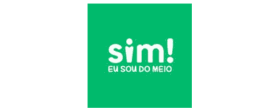 Logo do programa Sim! Eu Sou do Meio, em branco sobre fundo verde